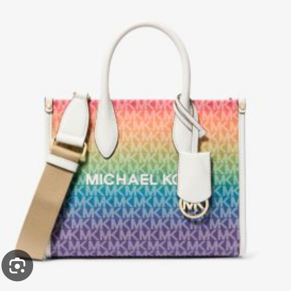 New!Michael Kors Mirella Small Rainbow Signature Logo Crossbody Bag - Picture 2 of 8